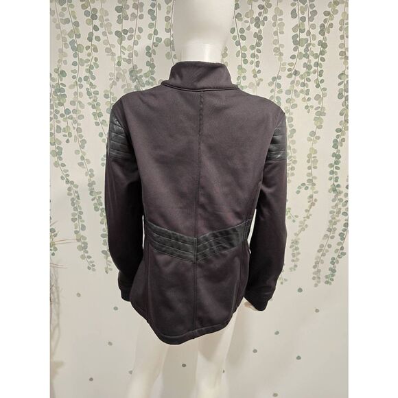 Fabletics Bray Moto Jacket Black Women’s XL NWT Faux Leather Detail Zip Up Activ - Picture 8 of 12